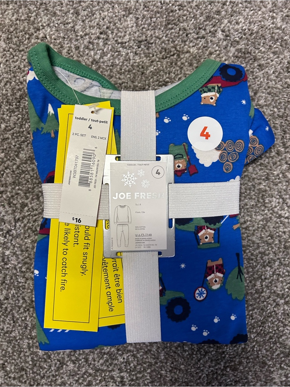 3/$25 Joe Fresh Toddlers' Blue Holiday Pajamas